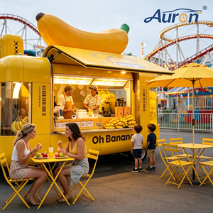 Food Truck Rétro Mobile Moderne en Acier Inoxydable et Fibre de Verre, Style Citroën Vintage, Électrique, pour Glaces, Résistant à la Rouille, Utilisation Extérieure - Product Image 1
