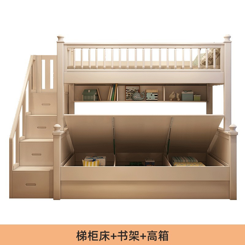 Letto con scala, armadio, libreria, contenitore alto, materasso in fibra di cocco 2