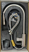 Robinet de cuisine monocommande noir/argent moderne classique en acier inoxydable 304 poli flexible à trou unique