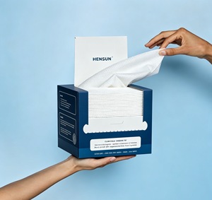 Serviettes de Visage Carrées Stériles en Viscose Non Tissée à Motif Sportif, Vente en Gros Directe Usine, Produites par Hensun pour Usage Domestique, Propres et Saines - Product Image 2