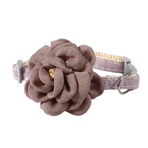 Listo para enviar Stock Patrón floral Algodón suave <span class=keywords><strong>Collar</strong></span> de perro mascota Oro rosado Hebilla de metal para cachorros pequeños Perros medianos grandes Gatos - Product Image 5