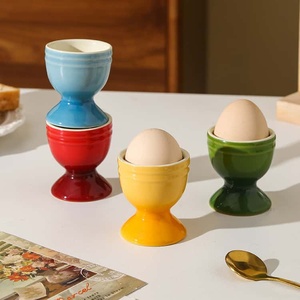 Gobelets à œufs en céramique colorés, doux et résistants, compatibles <span class=keywords><strong>micro</strong></span>-<span class=keywords><strong>ondes</strong></span> et lave-vaisselle, pour œufs à la coque - Product Image 2