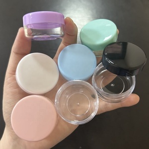 Contenants cosmétiques ronds en plastique transparent rose de 10 g ISMAN avec couvercles à vis pour soins de la peau, crème pour les yeux et poudre libre - Product Image 1