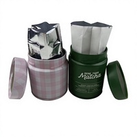 Boîtes de thé matcha en étain de 30g, 50g, 100g, conçues sur mesure, en tôle métallique avec bouchon à vis pour le stockage des boissons et des boîtes de thé matcha