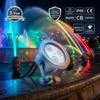 Projecteur LED RGB pour piscine et fontaines, étanche IP68, en acier inoxydable, 12V/24V, télécommande, puce Epristar, blanc chaud, dimmable