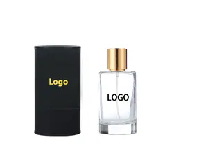 50ml 100ml vuoto cilindro di alta qualità trasparente Oem vetro bottiglia di profumo coperchio nero con scatola regalo pompa spruzzatore