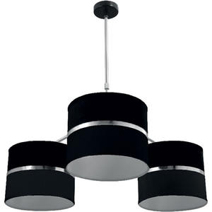 OLGA 3xE27.85 cm plafonnier de style industriel noir/chrome aluminium base en fer corps de lampe PC interrupteur de température de couleur 3000K - Product Image 1