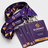 Lanière promotionnelle personnalisée en polyester par sublimation avec impression couleur intégrale et porte-badge PVC