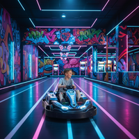 Nouveau parc d'aventure intérieur pour enfants : Manège interactif de voitures tamponneuses et expérience de karting de combat par projection interactive, avec éléments de jeu souples