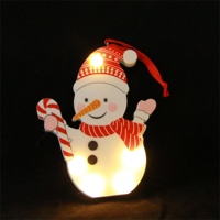 Lumière LED blanche chaude en forme de bonhomme de neige en bois de conception personnalisée pour la décoration de Noël à la maison