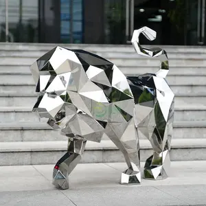 动物水景公园草坪动画金属家居装饰定制锻造工艺狮子不锈钢雕塑
