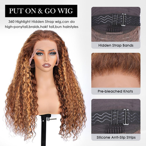 Sangle invisible 360 marron <span class=keywords><strong>clair</strong></span> pour perruques Lace Front, cheveux Remy, densité 250, bouclés <span class=keywords><strong>blond</strong></span> miel, avec cordon de serrage invisible - Product Image 3