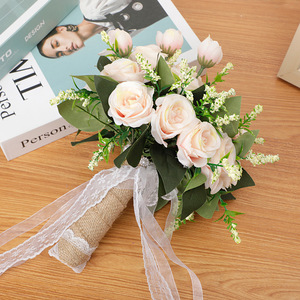 ดอกไม้ประดิษฐ์คุณภาพโรแมนติกช่อดอกไม้สำหรับเจ้าสาวในงานแต่งงาน - Product Image 3