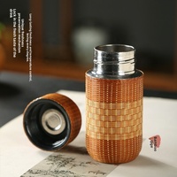Bouteille isotherme en titane pur, tasse enveloppée de bambou de qualité médicale, gobelet de voyage ultra léger à large ouverture, cadeau