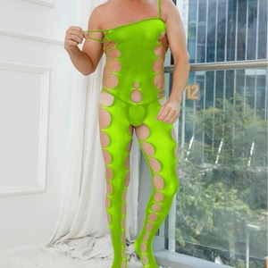 Men Sexy Fishnet Bodysuit Pantyhose Mesh <b>Top</b> <b>Tight</b> <b>Fitting</b> Hollow Out Exotic Dancewear Spring 2024 - Product Image 2