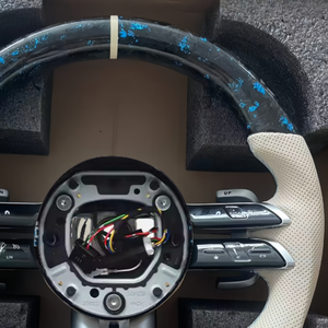 Volant en fibre de carbone forgé bleu de haute qualité pour <span class=keywords><strong>Mercedes</strong></span>-Benz W205 Classe C, W213 Classe E, X253 <span class=keywords><strong>GLC</strong></span>, W177 Classe A, C257 - Product Image 3