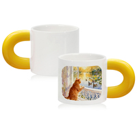 Vente en gros de tasses à café en céramique personnalisées de 400 ml, vierges pour sublimation, à poignée épaisse, avec 7 options de couleurs pour la maison et le bureau