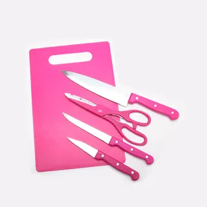 Low price 5pc kitchen knife set with cutting board for kitchen knife set sales promotion