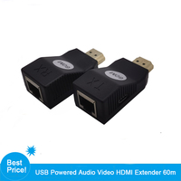 Extensor de HDMI de 60M, Cable Cat5e/Cat6 RJ45 con alimentación micro usb, el mejor precio, más nuevo de 2022