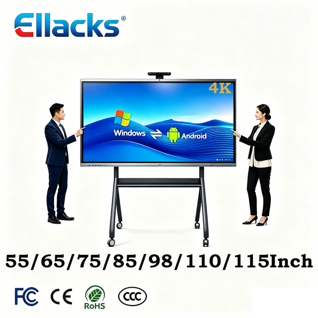 Android Windows OPS 55 65 75 85 110 115Inch Touch Screen Digital Display Flat Panel LCD LED 4K UHD Interactive Smart Whiteboard
