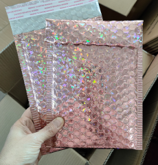 <b>Small</b> Bubble Mailing <b>Envelopes</b> 500PCS Laser Rose Gold Bubble Mailers Gold Foil <b>Padded</b> <b>Envelopes</b> 15x20cm Gift Bags - Product Image 2