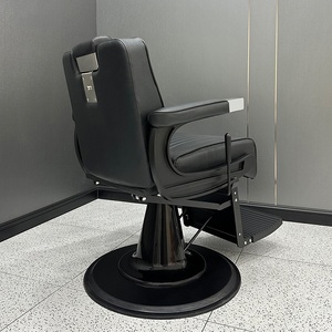 Poltrona da <span class=keywords><strong>Barbiere</strong></span> Moderna di Alta Gamma, Completamente Nera, Reclinabile, con Pompa Idraulica Robusta e Rotazione, per <span class=keywords><strong>Salone</strong></span> e Rasatura - Product Image 4