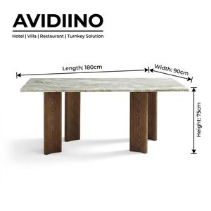 Table à manger de luxe sur mesure Avidiino en jade norvégien, solution de mobilier tout-en-un en bois de frêne minimaliste italien pour projet de villa - Product Image 4