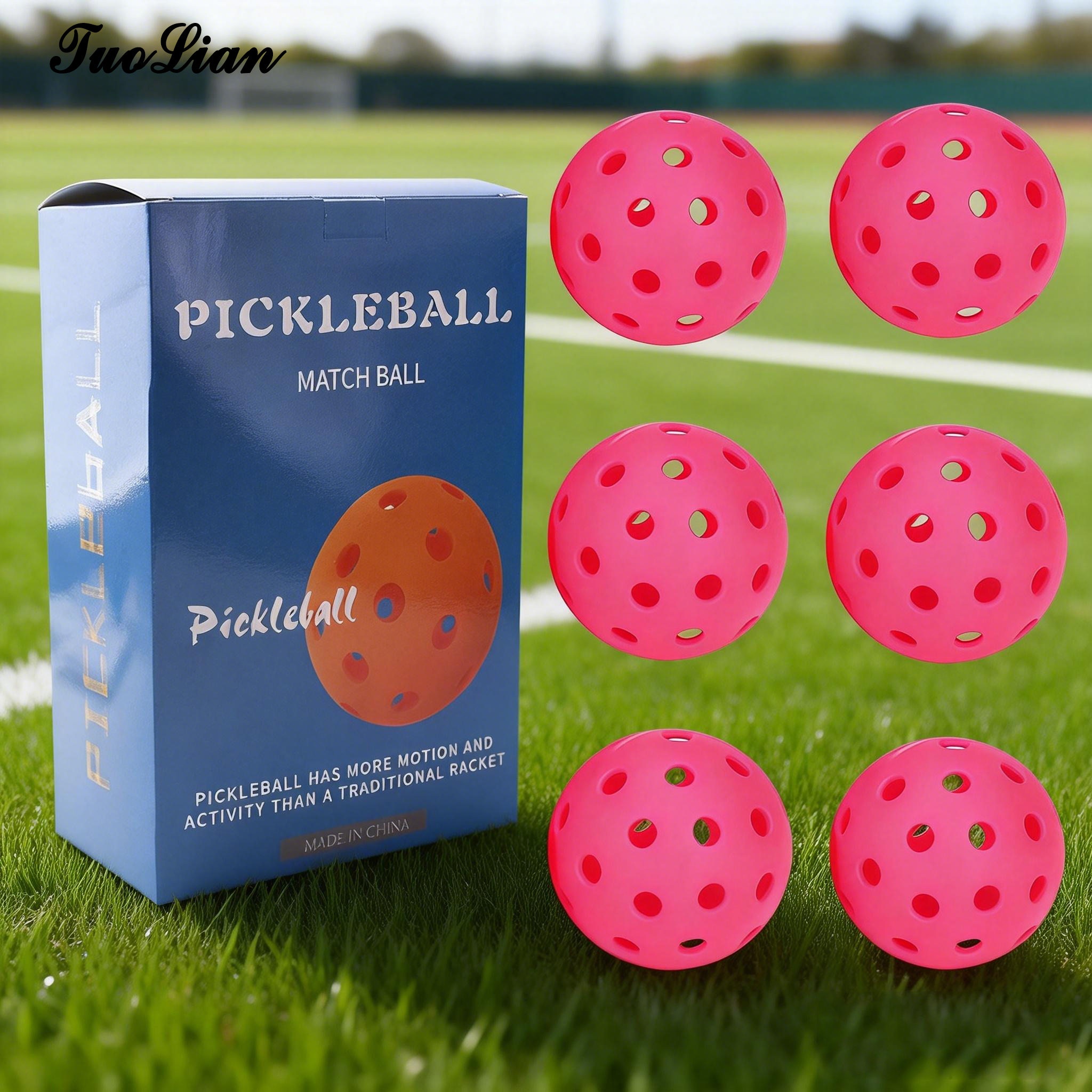 TuoLian Manufacturer Direct Durable 74mm 40 Hole Outdoor Pickleball with Custom Logo