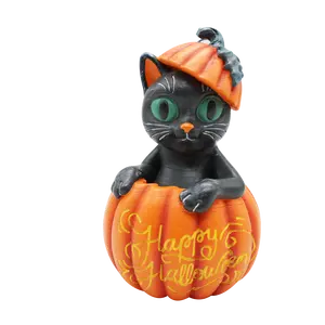 To map custom resin cat pumpkins pumpkin cat house pet with chimes china hot selling custom made nice resin