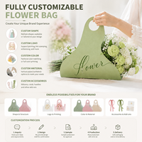 Sac à fleurs personnalisé avec logo, sac en carton portable pour bouquets frais, sac à main avec poignée pour l'emballage de bouquets, vente en gros