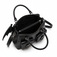 Sac à bandoulière en cuir PU de qualité supérieure, style punk rock, sac à bandoulière de style Dark Academia, nouveau modèle 2026, noir, ailes de chauve-souris