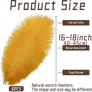 Großhandel 16-18 Zoll Lila Rosa Weiß Gelb Schwarz Straußen federn Große Kleider Bulk Straußen feder Strauß Drabs - Product Image 3