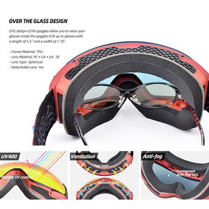 HUBO 181C lunettes de ski à lentille magnétique à verrouillage latéral interchangeables OTG UV 400 protection anti-buée lunettes de snowboard neige personnalisées - Product Image 2