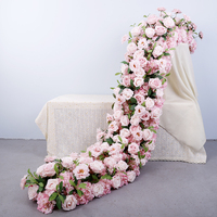 Professionnel personnalisé Rose Rose chemin de Table fleurs artificielles pour la décoration de mariage Faux fond fleurs de mariage
