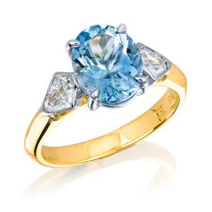 Anillo de Compromiso de Plata 925 con Topacio Azul de Corte Ovalado y Chapado en Oro Blanco de 18k y Oro Rosa, Joyería con Diamantes Naturales - Product Image 2