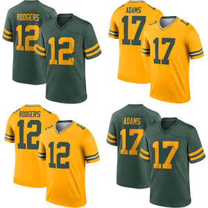 Maglia da Football Americano Cucita all'Ingrosso, Uniforme Maschile della Squadra, 12 Aaron Rodgers 17 Davante Adams - Product Image 1