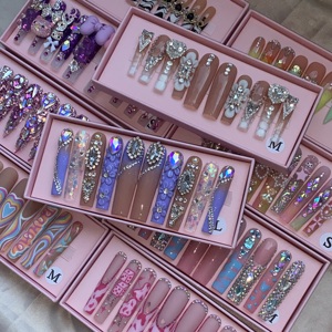 Venta caliente ataúd puntas de uñas Rosa melocotón <span class=keywords><strong>Ballet</strong></span> parche de manicura extraíble Prensa en puntas de uñas - Product Image 5