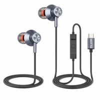 Écouteurs intra-auriculaires en métal avec embouts en silicone pour les trajets quotidiens, la musique et les appels, type C