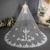 Élégant voile de mariée fleur 3D une couche de dentelle multi-style pur mariage ivoire voiles