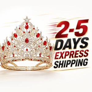 Couronne de Reine des Champions du Monde en Or Plaqué, Modèle Rond Complet, avec Cristaux AB, Tiara de Miss Univers pour Mariage - Product Image 5