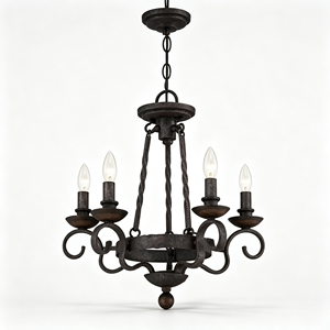 <span class=keywords><strong>Lustre</strong></span> rustique en fer forgé 3 lumières, suspension vintage en métal à motifs, finition foncée, pour salle à manger, villa, style ferme, écoénergétique - Product Image 2