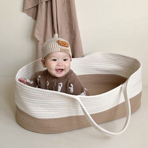 Cotton Rope Baby <strong>Basket</strong> Portable Infant <strong>Carrier</strong> Wholesale Lightweight Foldable Handmade for <strong>Newborn</strong> Travel Dropship - Product Image 4