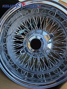 Rines Lowrider 13x7 Rev Cromados, Rines de 13 Pulgadas, Ruedas de Alambre Doradas, Estilo Clásico - Product Image 4