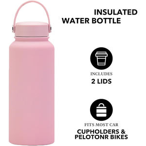 Bouteille d'eau sport isotherme à double paroi en acier inoxydable 1L (32oz) avec logo personnalisé et revêtement poudré - Product Image 2