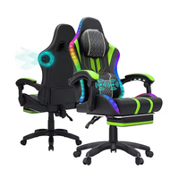 Livraison Gratuite Chaise de Gaming Ergonomique en Cuir avec Lumières LED RGB Haut-Parleurs Bluetooth Repose-Pieds Inclinable et Pliable