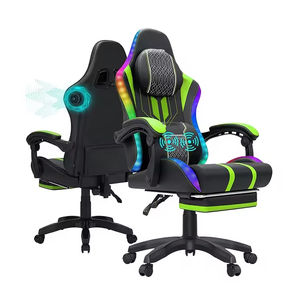 Kostenloser Versand Ergonomischer Gaming-Stuhl aus Leder mit RGB-LED-Beleuchtung, Bluetooth-Lautsprechern, Fußstütze und klappbaren Liegefunktionen - Product Image 3