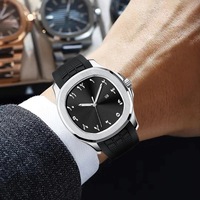 Montre pour homme de luxe à quartz analogique avec chiffres arabes, boîtier en alliage sans logo, bracelet en silicone, calendrier complet, cadeau, piles incluses