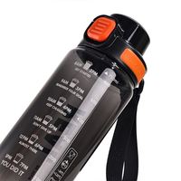 Botella de Camping Leejo New Time Marker Transparente de 1000 ml, Ecológica, de Plástico Tritan, con Tapa Abatible, Asa de Transporte y Fácil Consumo Directo