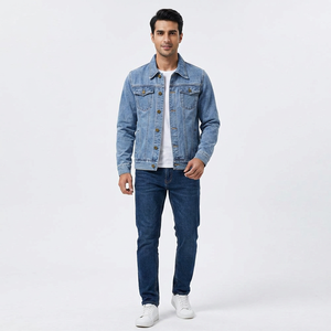 High Quality Men's Casual <b>Denim</b> <b>Jacket</b> Custom Long Sleeve <b>Lightweight</b> Breathable Premium Cotton Fabric Wholesale New Condition - Product Image 1