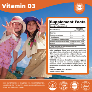 Gummies de vitamine D3 pour enfants, marque privée, saveur mangue-fraise naturelle, pour soutenir l'immunité et la santé osseuse des enfants, véganes, 60 unités - Product Image 2